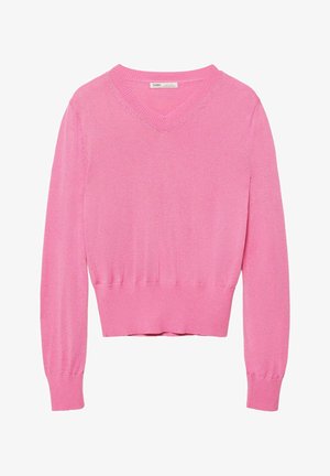 PULL&BEAR, PINK V-NECK JUMPER - Pullover - pink