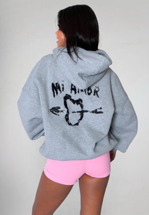 MI AMOR EMBROIDERY UNISEX - Hættetrøje - mottled grey