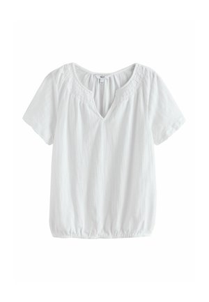 PETITE FIT - SHORT SLEEVE NOTCH NECK  - Bluse - white