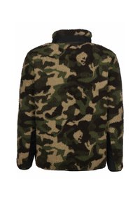 Kaelusjope kamuflaažimustriga, mis sisaldab rohelisi, beeže ja musti toone. Kõrge krae ja pehme tekstuur, lõdvestunud lõikega.