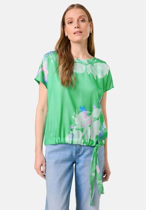 Taifun KURZARM RUNDHALS MIT TUNNELBAND - Print T-shirt - absinthe green