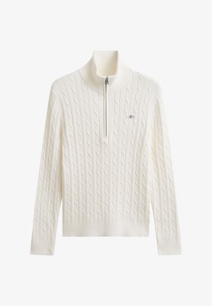 GANT STRETCH CABLE HALF-ZIP - Džemper - eggshell