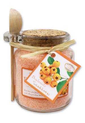 Florex BADESALZ SANDDORN IM GLAS MIT HOLZLÖFFEL 300 G - Bubble bath & soak - gelb