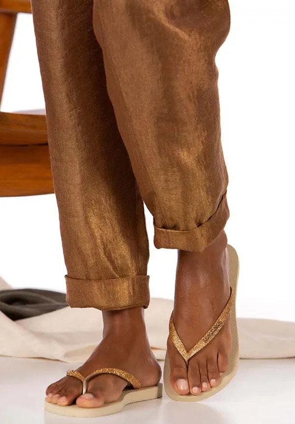 SLIM GLITTER - Pool shoes - sand golden light metalico3