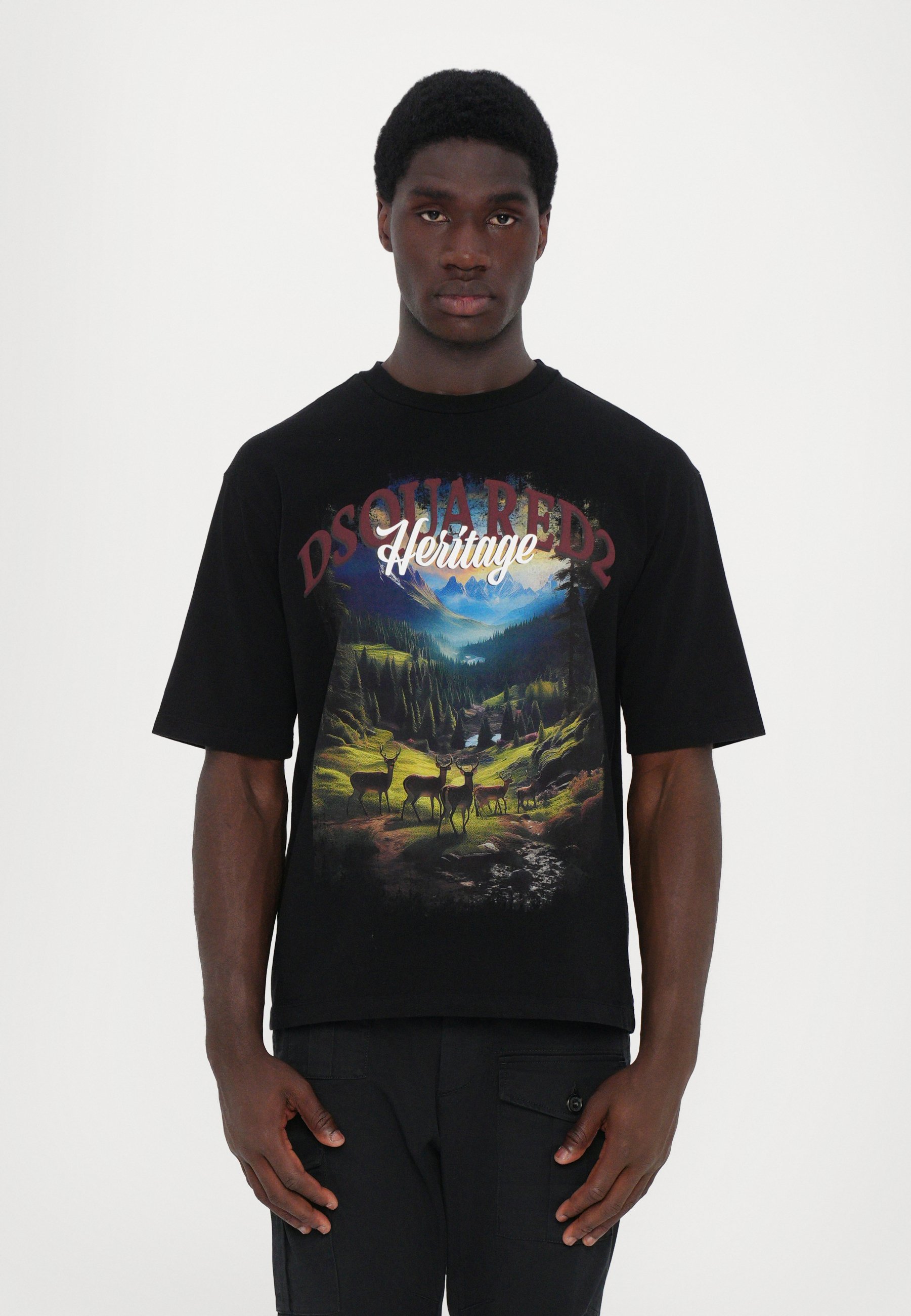 Dsquared2 LOOSE FIT TEE - Print T-shirt - black - Zalando.co.uk