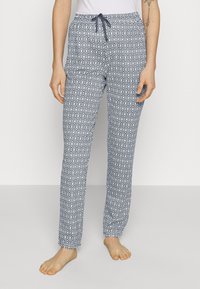  marineblauwe en witte gestreepte pyjamabroek met een diamantdesign, elastische tailleband en trekkoord, met een ontspannen pasvorm en rechte pijpen.