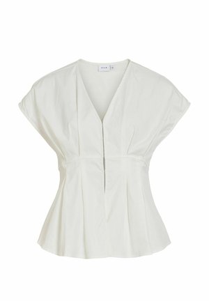 VILA, SHORT SLEEVED TOP VINAJLA V-NECK - Blouse - cloud dancer