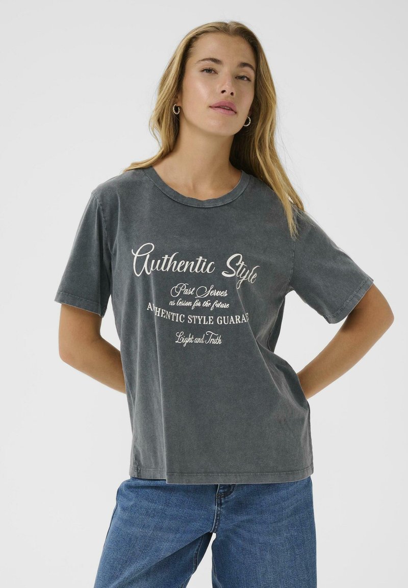 Kaffe VIA  - T-shirt imprimé - black acid wash w chalk aop