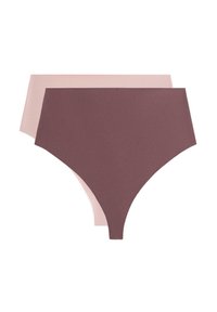 To par højhøjede undertøj: den ene i mørk bordeaux og den anden i lys rosa, med en glat, blød tekstur og sømløs design.