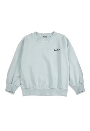 Hellblauer Sweatshirt mit langen Ärmeln, gerippten Bündchen und Saum, mit der Aufschrift "Bobo Choses" auf der linken Brust.