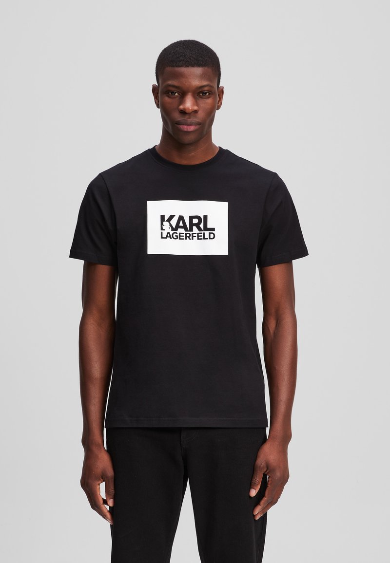 KARL LAGERFELD BIG STACK LOGO - Marškinėliai su spaudiniu - black