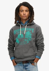 Superdry & Co GRAPHIC - Jersey con capucha - granite grey marl