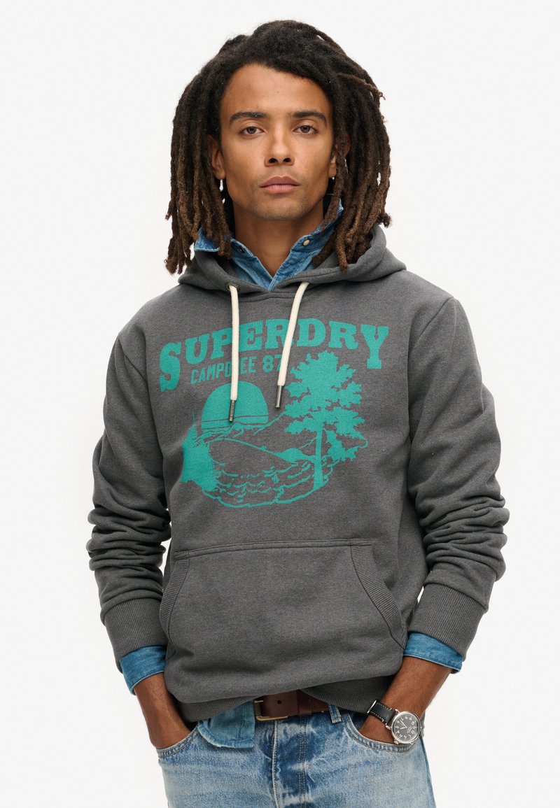Superdry & Co GRAPHIC - Jersey con capucha - granite grey marl