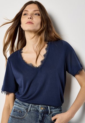 SLUB EYELASH - Camiseta estampada - navy