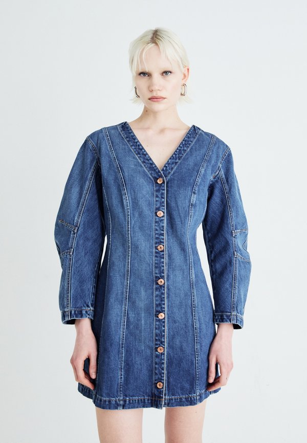HORSESHOE MINI DRESS NILLSEN - Denim dress - medium wash