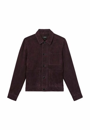 Reiss, REGULAR FIT - WILSTEAD SUEDE BUTTON-THROUGH TRUCKER JACKET - Kožená bunda - red