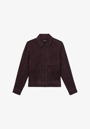 Reiss, REGULAR FIT - WILSTEAD SUEDE BUTTON-THROUGH TRUCKER JACKET - Kožená bunda - red