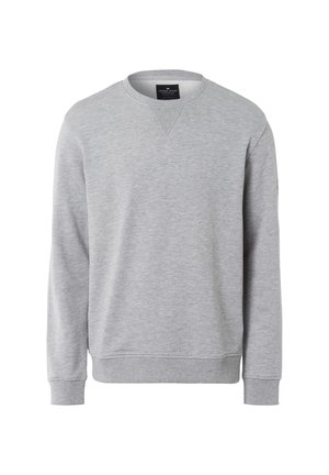 Szara bluza wykonana z miękkiego materiału, z okrągłym dekoltem, długimi rękawami oraz ściągaczami przy nadgarstkach i u dołu. Prosty design bez wzorów.