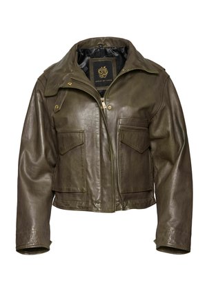MIT UMLEGEKRAGEN - Lederjacke - oliv