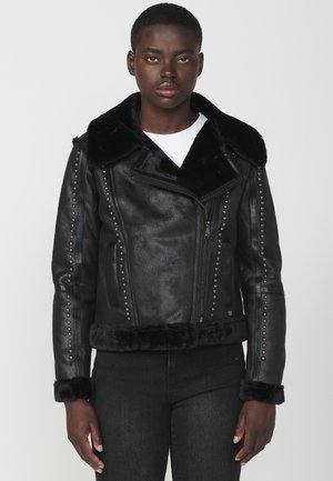 Faux leather jacket - black