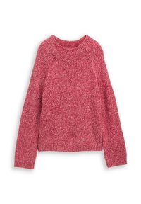 Strickpullover in gemischten Rottönen, mit Rundhalsausschnitt, langen Ärmeln und einer weichen, strukturierten Oberfläche sowie einem entspannten Sitz.