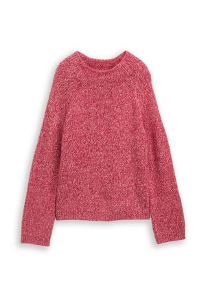 Gebreide trui in gemengde rode tinten, met een ronde hals, lange mouwen en een zachte, gestructureerde afwerking met een losse pasvorm.