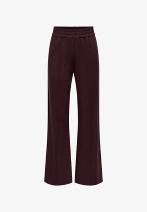 Pantalones anchos color granate con cintura elástica, confeccionados en material suave, con costuras delanteras que aportan estructura y estilo.