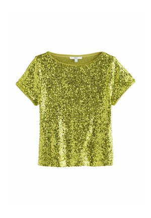 REGULAR FIT - SHORT SLEEVE SLASK NECK SEQUIN - Blus - lime green