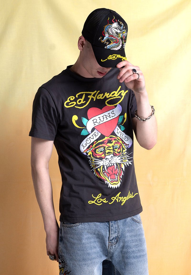 Ed Hardy WILD-TIGER - T-Shirt print - charcoal/dunkelgrau - Zalando.at