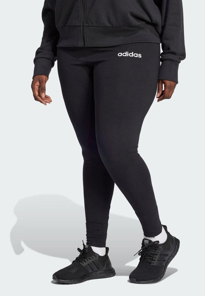 adidas Sportswear - ESSENTIALS LINEAR PLUS SIZE - Tights - black/white, Forstør