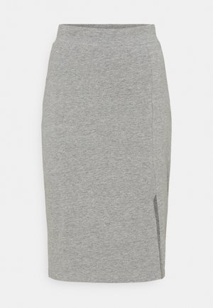 BASIC - Midi skirt with slit - Falda de tubo - mottled grey
