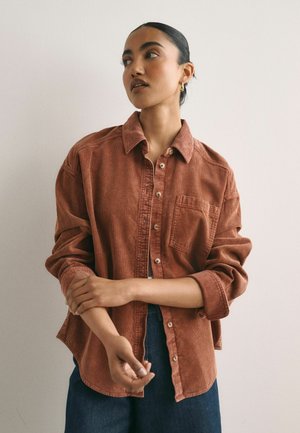 Next, PETITE FIT - WASHED CORDUROY SHIRT - Button-down blouse - tan brown