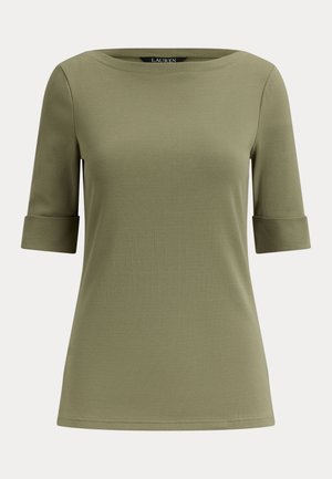 Lauren Ralph Lauren, STRETCH COTTON BOATNECK TEE - Lihtne T-särk - light agave