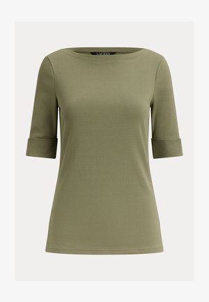 Lauren Ralph Lauren, STRETCH COTTON BOATNECK TEE - Lihtne T-särk - light agave