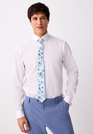 SET - Businesshemd - blue self stripe   pink floral tie