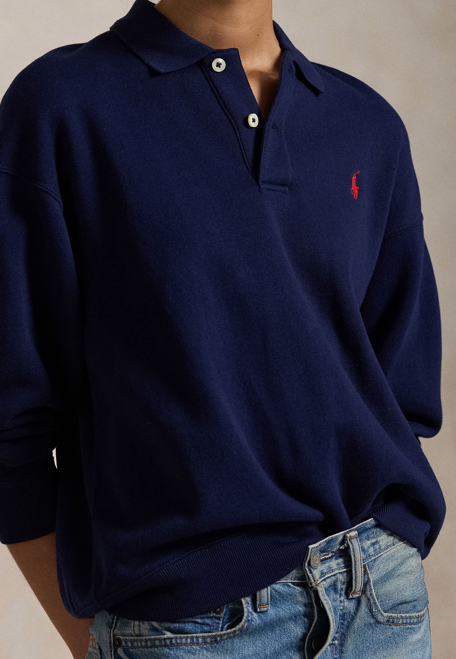 Polo Ralph Lauren POLO-COLLAR PULLOVER - Sweatshirt - cruise navy