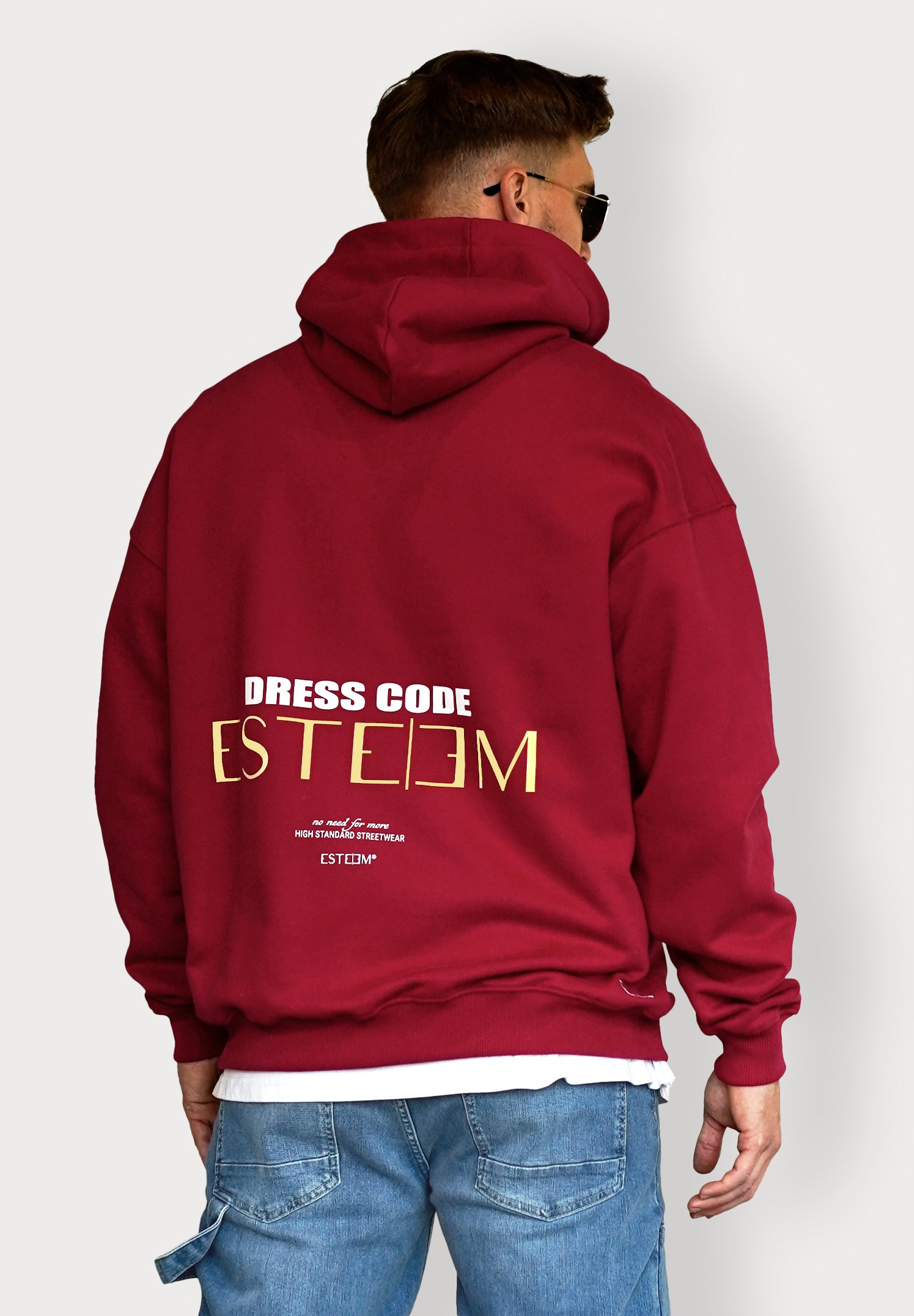 strapless open back dress Soft Cotton Jersey Oversized Hoodie in Red – Bo+Tee
