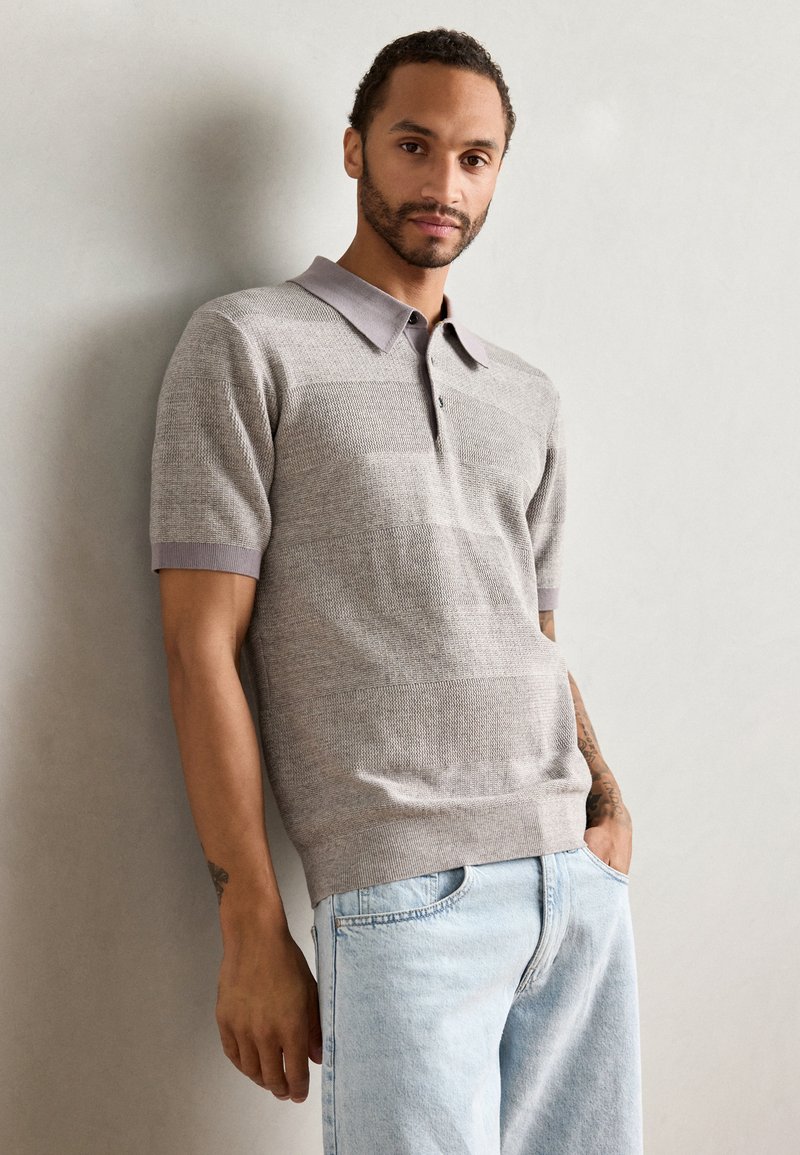 Scotch & Soda TONE ON TONE STRIPED REGULAR FIT - Poloshirt - grey melange