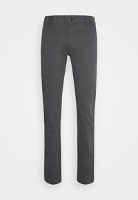 Šedé bavlněné chino kalhoty se rovnými nohavicemi, vybavené zapínáním na knoflík, poutky na opasek a čistým, minimalistickým designem.