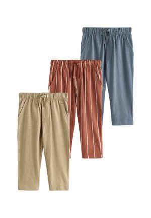 REGULAR FIT - STRIPE JOGGERS 3 PACK - Trainingsbroek - rust stripe tan brown and grey