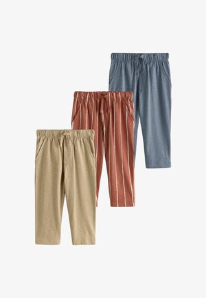 Next, REGULAR FIT - JOGGERS 3 PACK - Stoffhose - rust stripe tan brown and grey