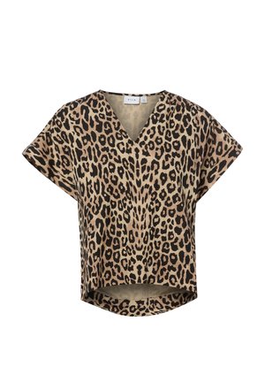 VILA, VILA T-SHIRT VIPRISILLA - T-shirt imprimé - beige schwarz