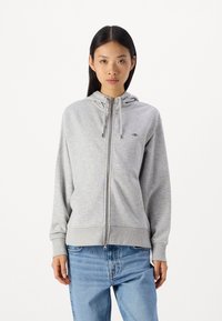 GANT SHIELD ZIP - Mikina na zip - light grey melange