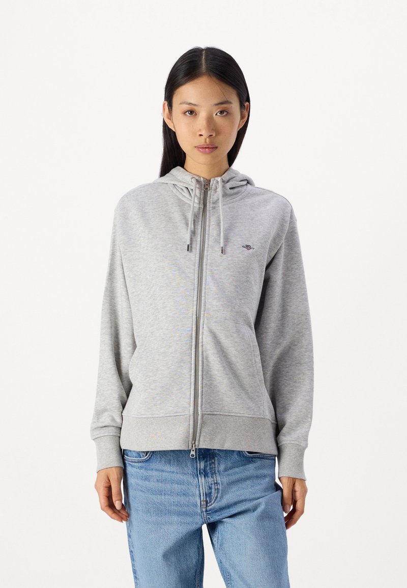 GANT SHIELD ZIP - Mikina na zip - light grey melange