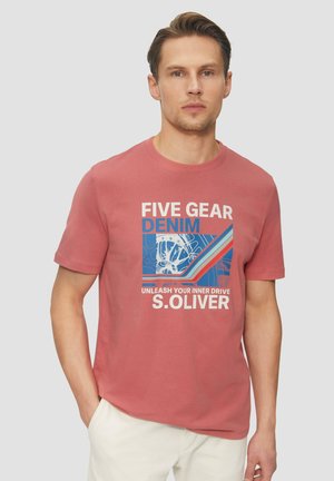 MIT ARTWORK UND FRONT - T-shirt print - himbeere