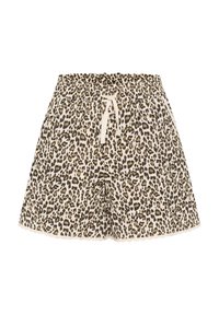 Leopardmönstrade shorts med elastisk midja och justerbar dragsko. Tillverkade av lättviktsmaterial med en scalloped nederkant.