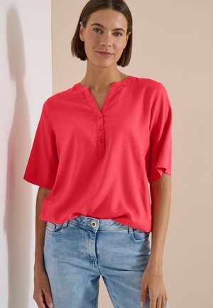 Cecil, KURZARM BLUSE MIT SPLIT NECK - Blouse - coral