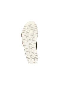 Suola di scarpa in gomma bianca con un motivo di presa testurizzata, caratterizzata da una forma arrotondata e scanalature di flessibilità per comfort e trazione. Taglia contrassegnata come 36.