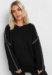 Yours Clothing BLANKET STITCH - Stickad tröja - black