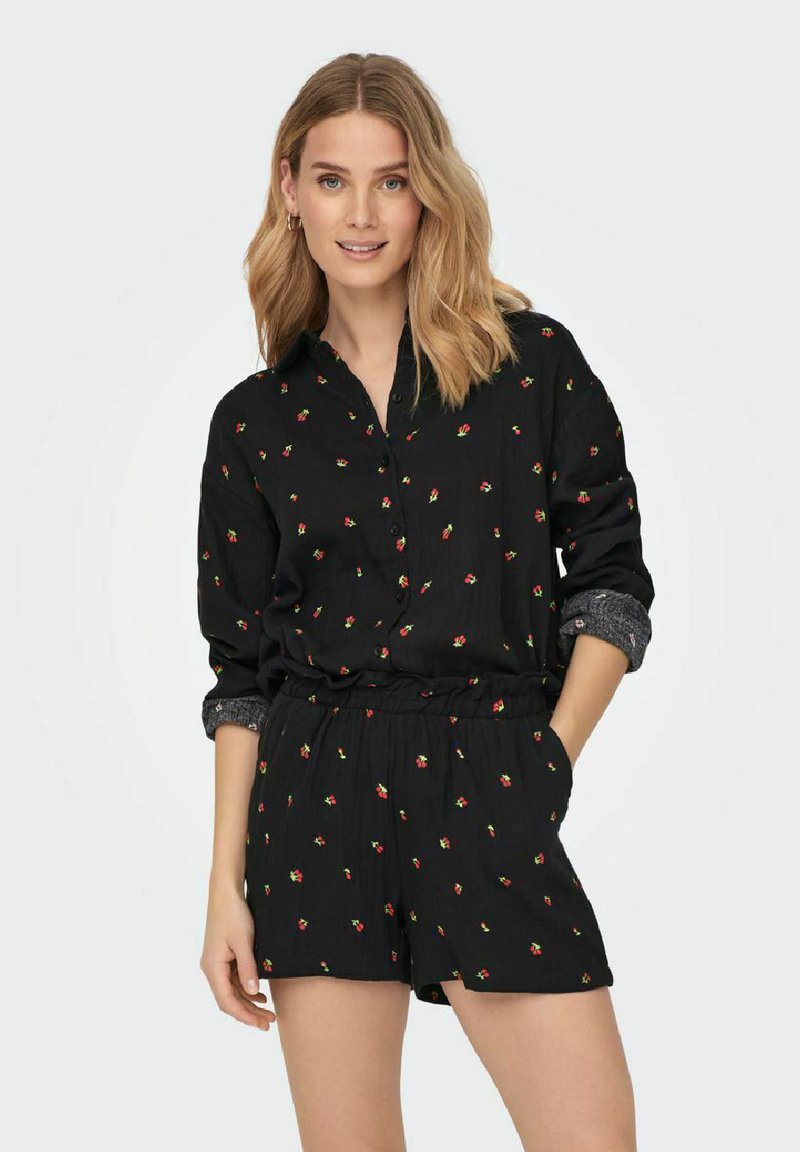 JDY EINFARBIGE - Button-down blouse - black